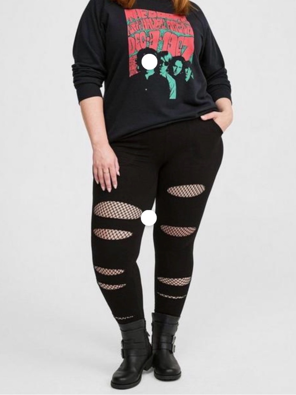 Torrid Black Leggings with Fishnet Cutouts